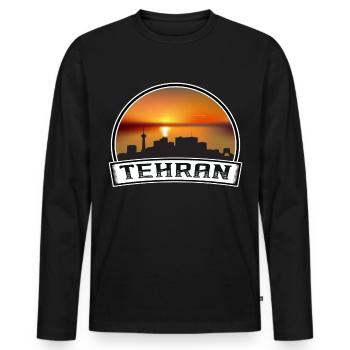 Tehran Iran Skyline Vintage Sunset Travel Souvenir - Men's Premium Organic Long Sleeve Shirt - black - Front - Nico (187cm)