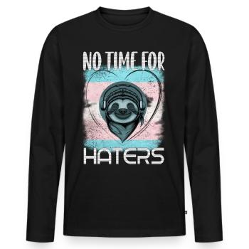 Motif transgenre avec paresseux LGBT Pride - T-shirt manches longues Premium bio Homme - noir - Devant - Nico (187cm)