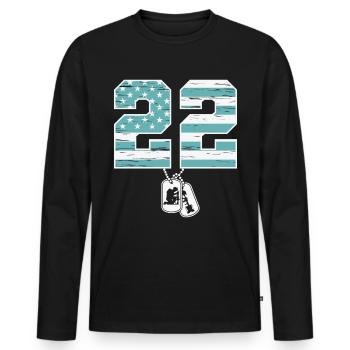 22 a Day Soldier Veteran Ptsd Awareness - Men's Premium Organic Long Sleeve Shirt - black - Front - Nico (187cm)