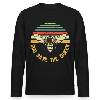 God Save The Queen Bumble Honey Bee - T-shirt manches longues Premium bio Homme - noir - Devant - Nico (187cm)