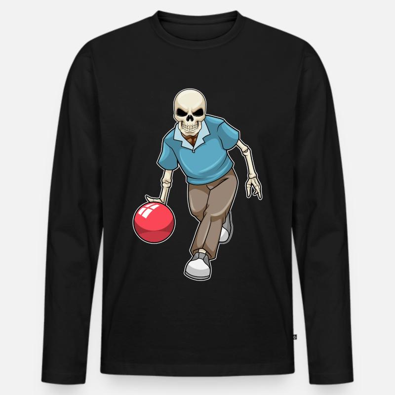 Skelett Bowling Bowlingkugel - Männer Premium Bio Langarmshirt - Schwarz
