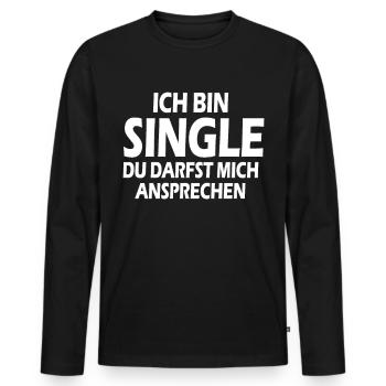 Single - Männer Premium Bio Langarmshirt - Schwarz - Vorne - Nico (187cm)