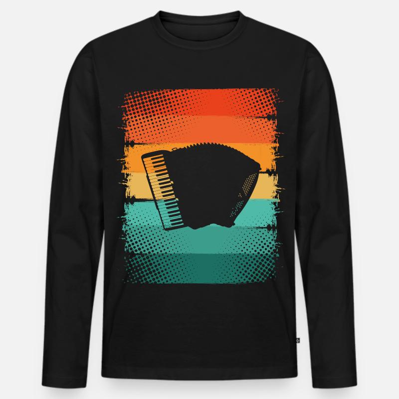 Akkordeon - Männer Premium Bio Langarmshirt - Schwarz