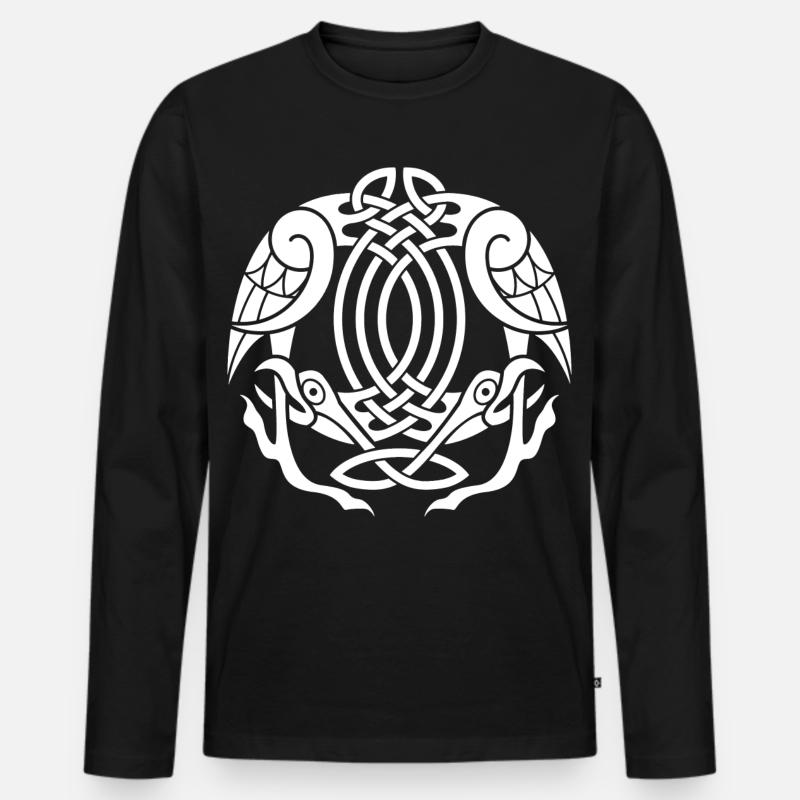 Weißer Keltenadler - Männer Premium Bio Langarmshirt - Schwarz