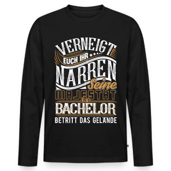 Bachelor - Männer Premium Bio Langarmshirt - Schwarz - Vorne - Nico (187cm)
