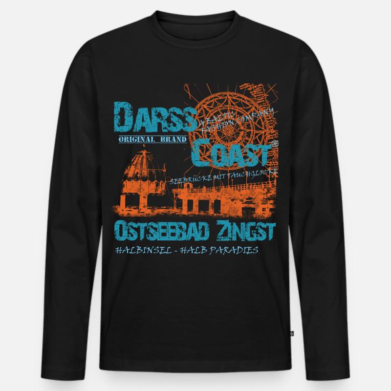 DarssCoast - Ostseebad Zingst - Männer Premium Bio Langarmshirt - Schwarz