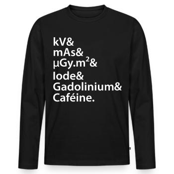 kV mAs Caféine Humour Café Radiologie Scanner Irm - T-shirt manches longues Premium bio Homme - noir - Devant - Nico (187cm)