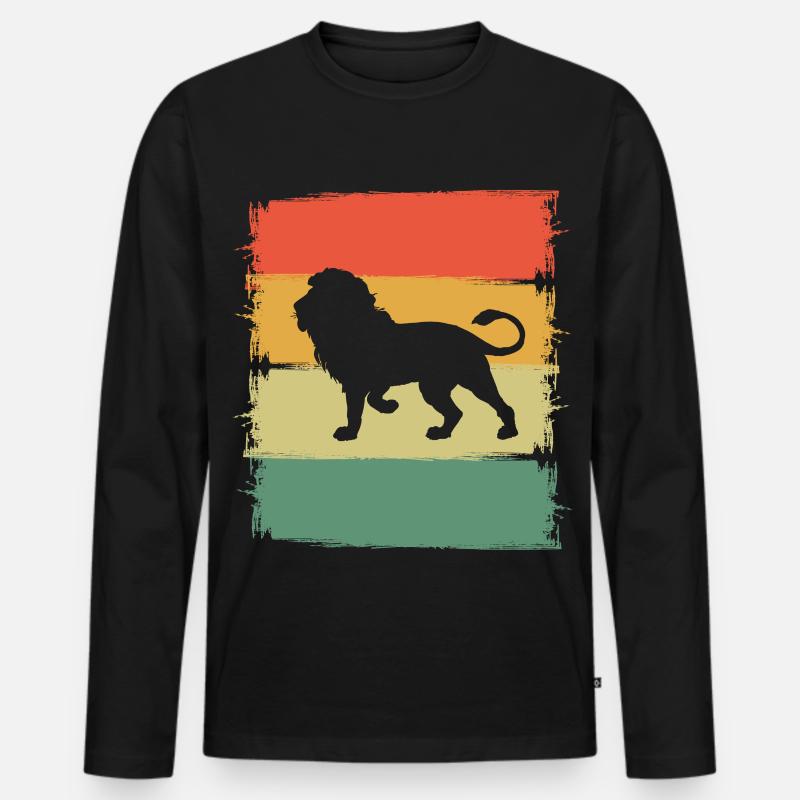 Löwe - Männer Premium Bio Langarmshirt - Schwarz
