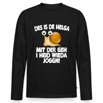 DES IS DE HELGA - MIT DER GEH I HEID WIEDER JOGGN! - Männer Premium Bio Langarmshirt - Schwarz - Vorne - Nico (187cm)