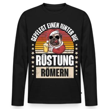 Gepflegt einen hinter die Rüstung römern - Männer Premium Bio Langarmshirt - Schwarz - Vorne - Nico (187cm)