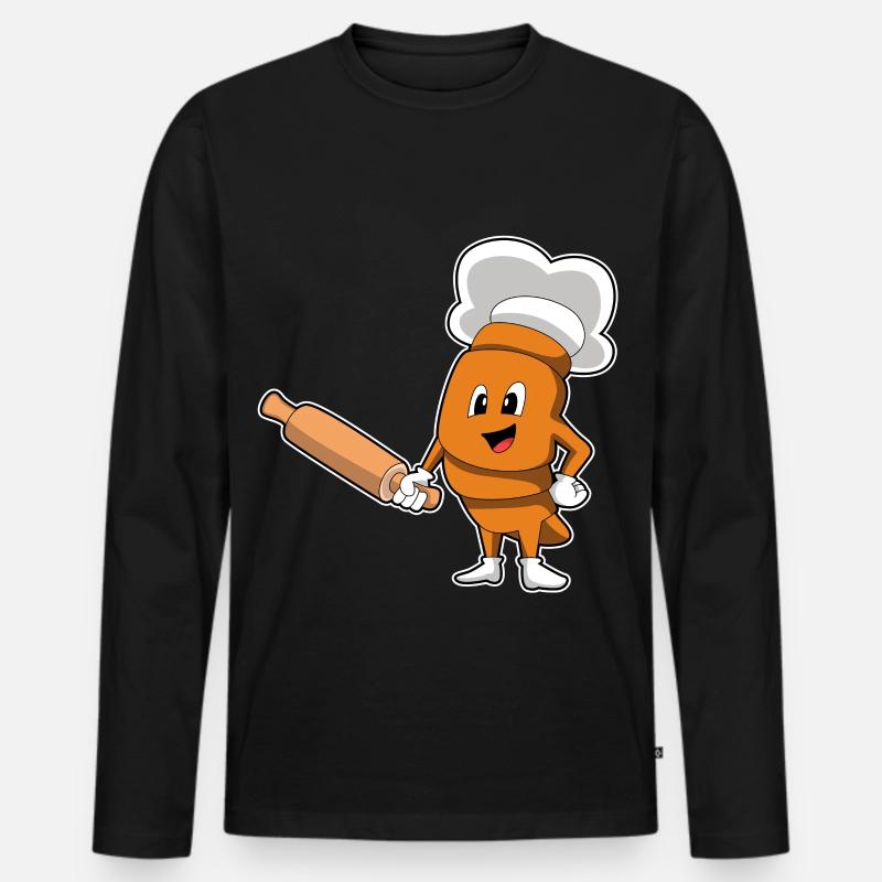 Brot Bäcker Nudelholz Backen - Männer Premium Bio Langarmshirt - Schwarz