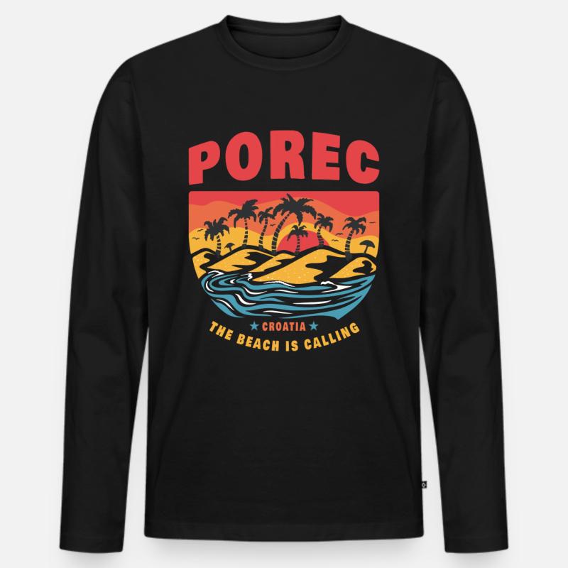 Porec Kroatien Beach Design - Männer Premium Bio Langarmshirt - Schwarz