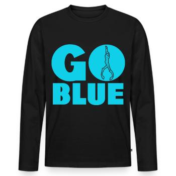 Go Blue - Apnea Freediving - Men's Premium Organic Long Sleeve Shirt - black - Front - Nico (187cm)