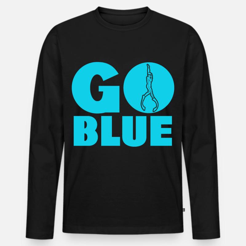 Go Blue - Apnoe Freitauchen - Männer Premium Bio Langarmshirt - Schwarz
