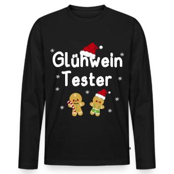 Glühwein Tester Geschenk Weihnachtsmarkt Weihnacht - Männer Premium Bio Langarmshirt - Schwarz - Vorne - Nico (187cm)