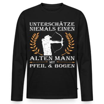 Bogenschießen, Bogensport, Bogenschütze, Archery - Männer Premium Bio Langarmshirt - Schwarz - Vorne - Nico (187cm)