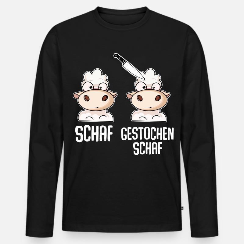 Schaf Gestochen Schaf - Männer Premium Bio Langarmshirt - Schwarz