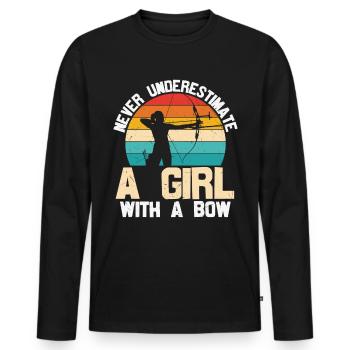Conception de tir à l’arc amusante pour les filles bowhunter - T-shirt manches longues Premium bio Homme - noir - Devant - Nico (187cm)