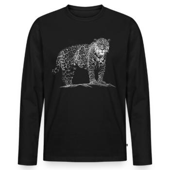 Leopard - Men's Premium Organic Long Sleeve Shirt - black - Front - Nico (187cm)