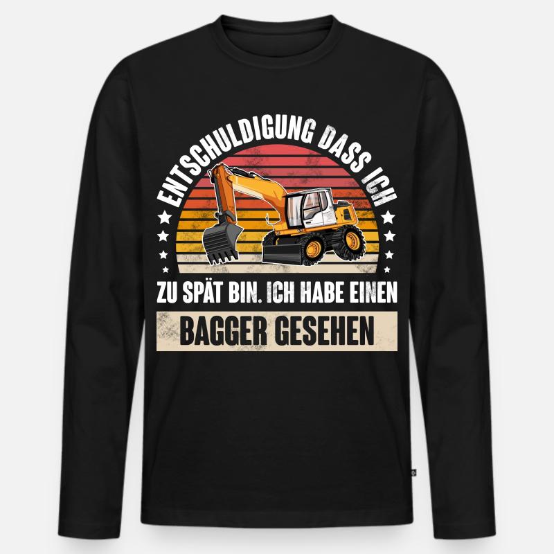 Bagger - Männer Premium Bio Langarmshirt - Schwarz