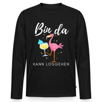 Bin da kann losgehen Flamingo - Männer Premium Bio Langarmshirt - Schwarz - Vorne - Nico (187cm)
