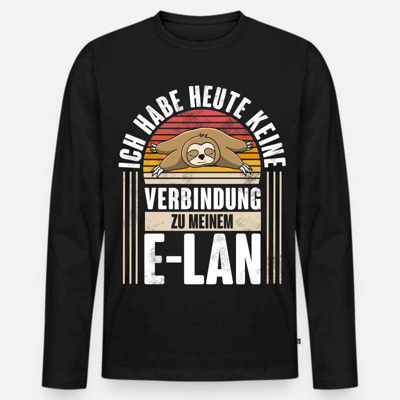 Faultier E-Lan - Männer Premium Bio Langarmshirt - Schwarz