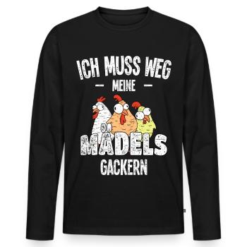 Meine Mädels Huhn Gackern Hühner Hühnerhalter - Männer Premium Bio Langarmshirt - Schwarz - Vorne - Nico (187cm)