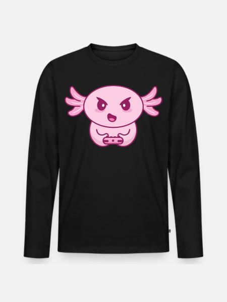 Gamer zocken spielen daddeln Zocker gaming Axolotl - Mannen Premium Bio shirt met lange mouwen - zwart