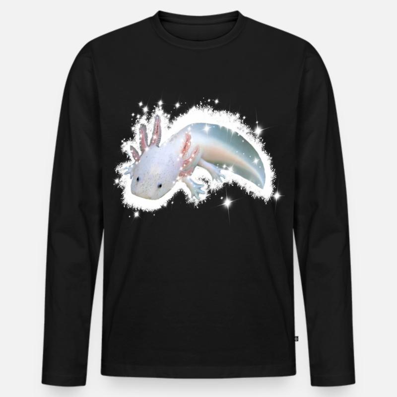 weißes Axolotl - Männer Premium Bio Langarmshirt - Schwarz