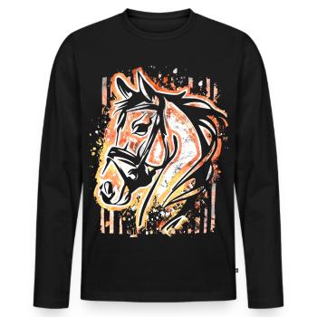 Cheval - Tête de cheval colorée - Équitation - Cavalier - Cheval - T-shirt manches longues Premium bio Homme - noir - Devant - Nico (187cm)