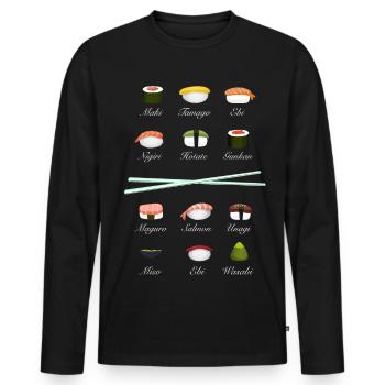 sushi kit Chopsticks manga wasabi japan Reis fish - Männer Premium Bio Langarmshirt - Schwarz - Vorne - Nico (187cm)