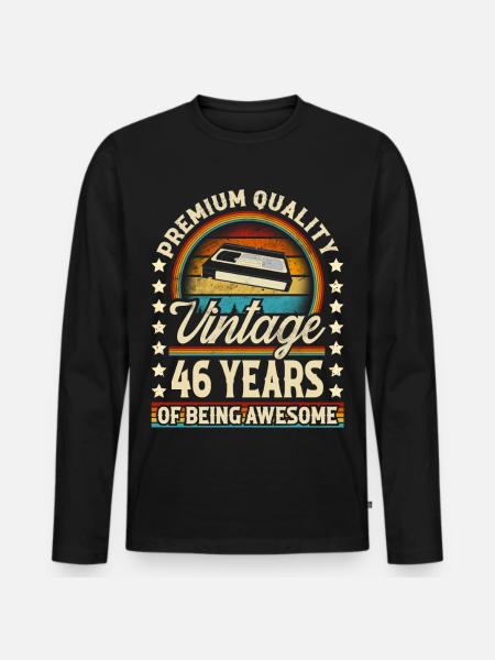46th Birthday Vintage Vhs - Men's Premium Organic Long Sleeve Shirt - black