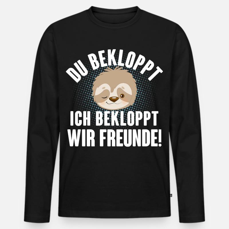 Faultier Bekloppt Freunde - Männer Premium Bio Langarmshirt - Schwarz