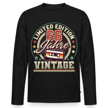 66. Geburtstag Vintage Audiokassette 66 Jahre - Männer Premium Bio Langarmshirt - Schwarz - Vorne - Nico (187cm)