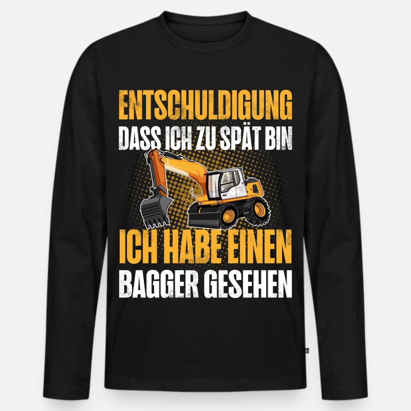 Bagger - Männer Premium Bio Langarmshirt - Schwarz