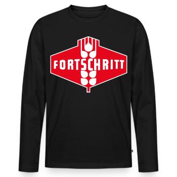 Fortschritt Logo Rot Weiß - Männer Premium Bio Langarmshirt - Schwarz - Vorne - Nico (187cm)