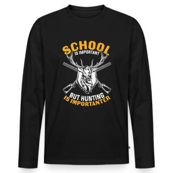 Jagd Zitat Jagd ist wichtiger Lustige Jagd - Männer Premium Bio Langarmshirt - Schwarz - Vorne - Nico (187cm)