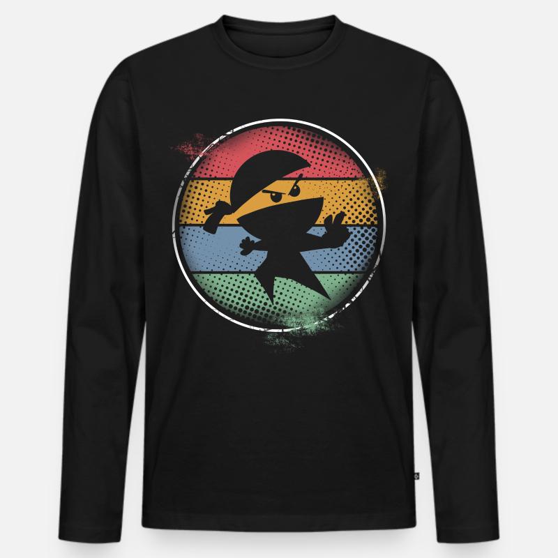 Ninja - Männer Premium Bio Langarmshirt - Schwarz