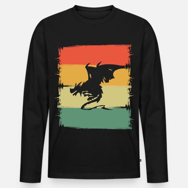 Drache Drachen - Männer Premium Bio Langarmshirt - Schwarz