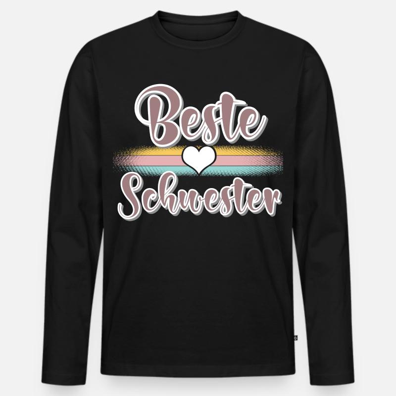 Beste Schwester - Männer Premium Bio Langarmshirt - Schwarz