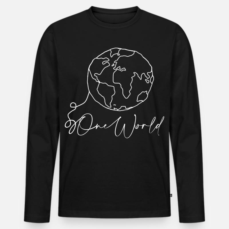 World - Männer Premium Bio Langarmshirt - Schwarz