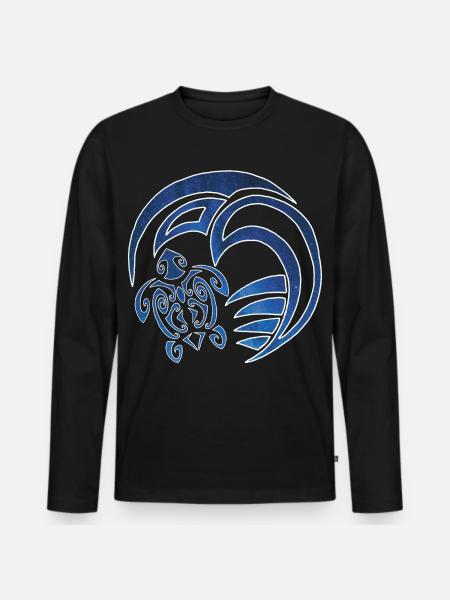 Turtle, ocean and starry sky - Men's Premium Organic Long Sleeve Shirt - black