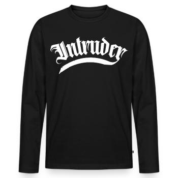 intrus hacker intrus clan sticker ordinateur - T-shirt manches longues Premium bio Homme - noir - Devant - Nico (187cm)