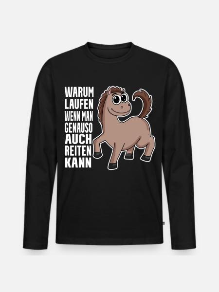 Pferd Pferde Hauspferd - Männer Premium Bio Langarmshirt - Schwarz