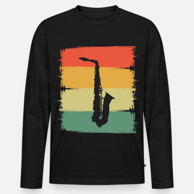 Saxophon - Männer Premium Bio Langarmshirt - Schwarz