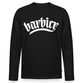 barbier haar bart barber rasieren männer barber - Männer Premium Bio Langarmshirt - Schwarz - Vorne - Nico (187cm)