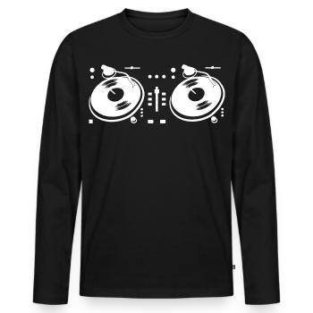 DJ Turntable - Männer Premium Bio Langarmshirt - Schwarz - Vorne - Nico (187cm)
