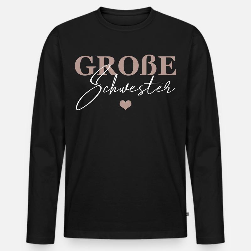 Große Schwester - Männer Premium Bio Langarmshirt - Schwarz