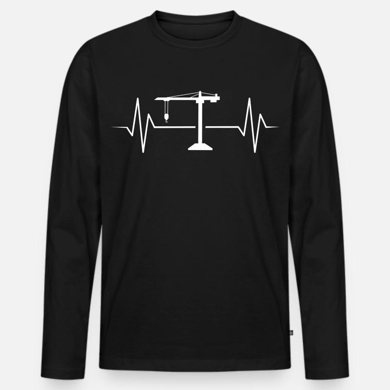 Kran - Männer Premium Bio Langarmshirt - Schwarz