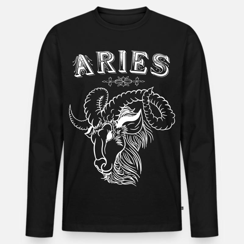 Aries Sternzeichen Widder - Männer Premium Bio Langarmshirt - Schwarz